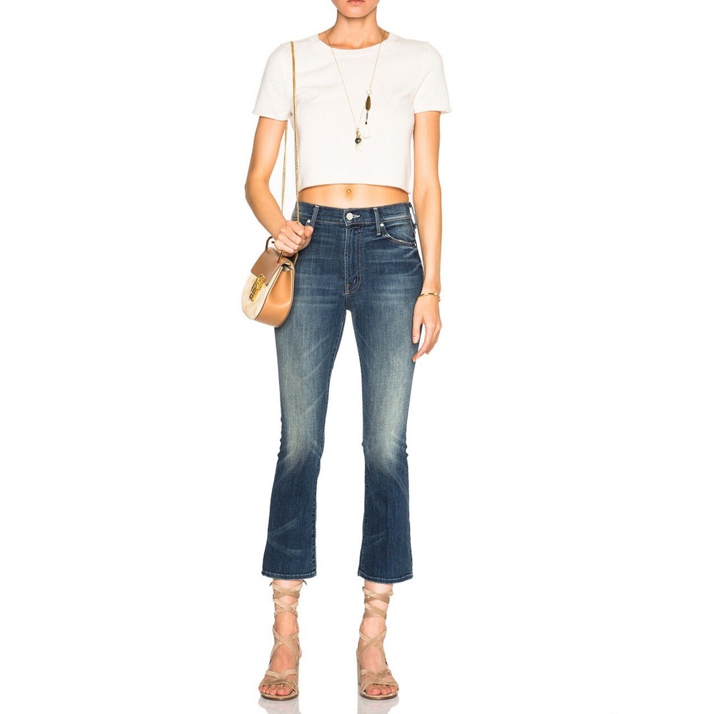 MOTHER The Insiderβ Crop High Rise Bootcut Double Trouble NWT Size 24 - Picture 5 of 9